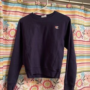 Champion Reverse Weave, navy blue, crew neck.